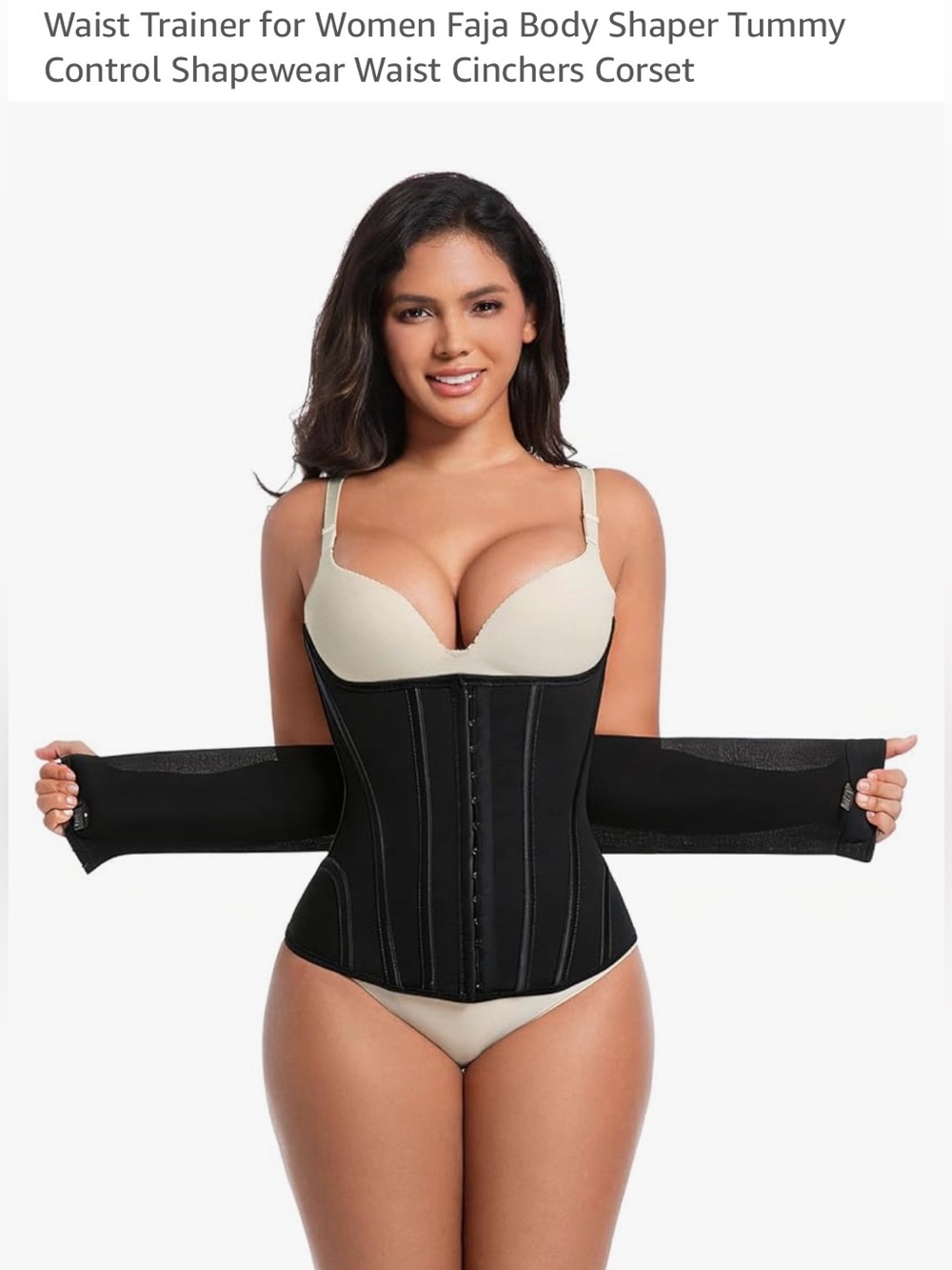 Black Waist Trainer Corset with Adjustable Compression - Women’s Shapewear